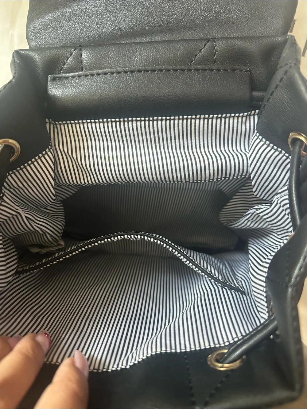 Black leather backpack